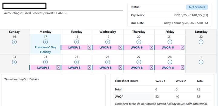 LWOP hours entered into TRS