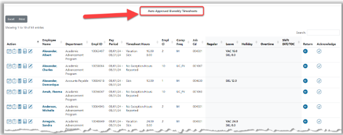 Auto Approved Biweekly Timesheets
