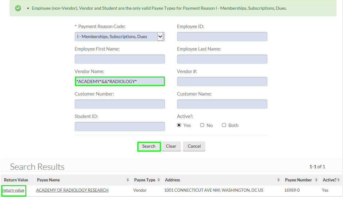 payee search