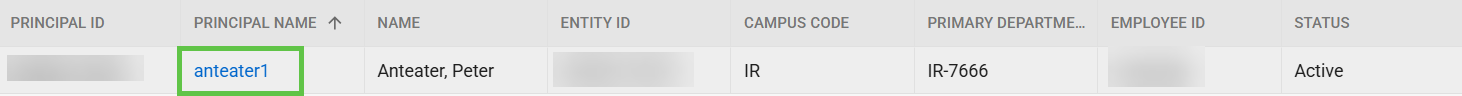 Person lookup search results displaying a matched employee with their UCInetID and a Return Value link for selecting them